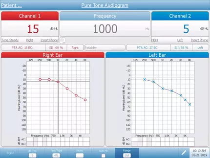 Pure Tone Audiometry Testing Screen