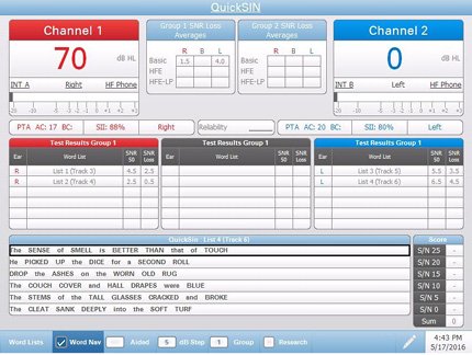 Speech-in-Noise Audiometry Test Screen